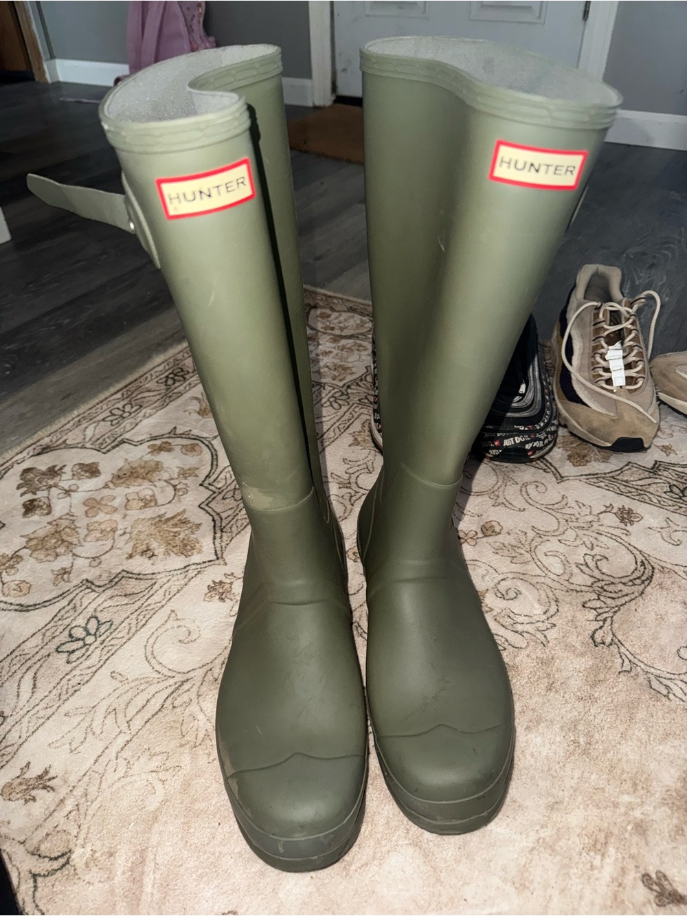 Hunter Olive Green Knee-High Rubber Rain Boots